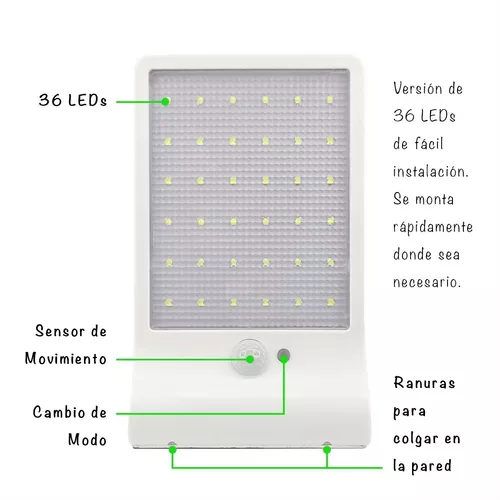 Reflector Lampara Solar Led Luz Exterior Jardin Potente