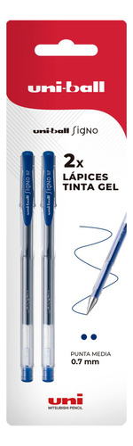 Lápices Gel Uniball Signo-100 0.7mm X2 Azules