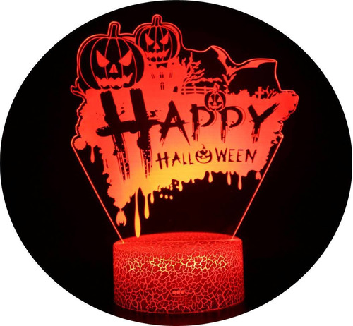 Lampara Luz Led Acrílico Figura Happy Halloween Decoración
