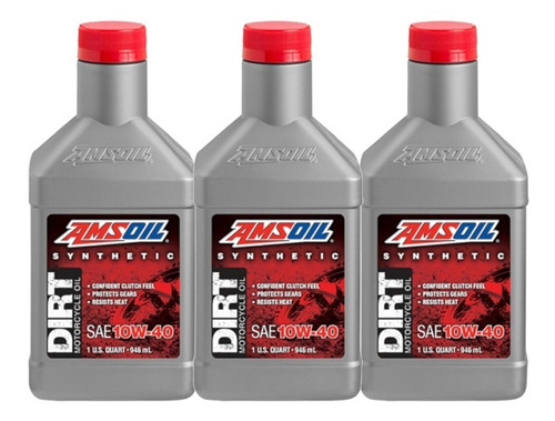 Pack 3 Amsoil 10w40 Dirt Full Sintetico. Aceite De Moto 4t