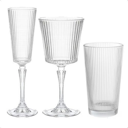Juego X18 Piezas De Copas Y Vaso De Vidrio Kuchen Color Transparente