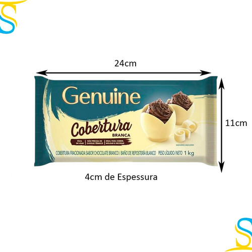 Cobertura Fracionada Sabor Chocolate Branco Genuine 1kg