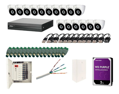 Kit Dvr 16ch 5mp + 10 Cam 2mp + 6 Cam 5mp + Hd 2tb + Cable