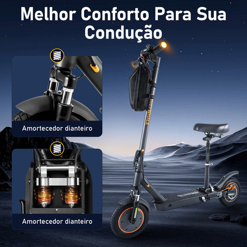 Honeywhale M2 Max-b Patinete Eletrico Adulto, Scooter Eletrica Com Motor De 500w, 32 Km De Autonomia, Velocidade Máxima De 32 Km/h, Honey Whale Patinete Elétrico Dobrável Com Bluetooth