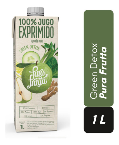 Jugo Pura Frutta Green Detox 100% Exprimido 1l