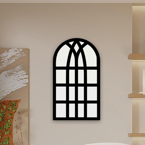 . Espejo De Ventana Redondo Para Decoración Del Hogar Negro