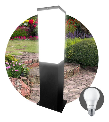 Farol Columna Piso Sendero Exterior Jardin G500 + Lampara