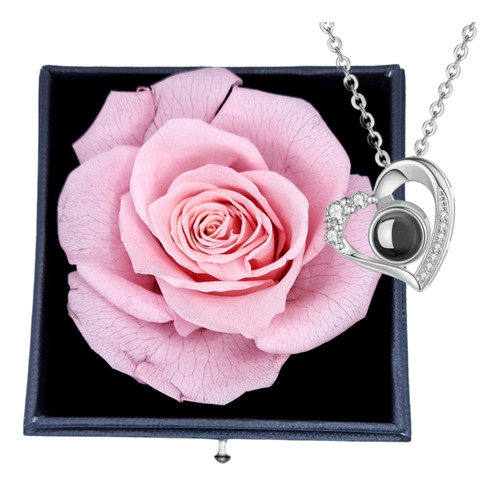 Regalo Para Mujer Aniversario Cadena Dije Plata Rosa Eterna