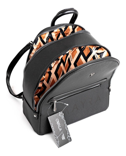 Mochilas Mujer Cuero Sintetico Negras Amayra Divisiones