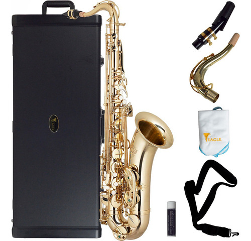 Saxofone Tenor Eagle St503l Bb Si Bemol C/ Case + Acessórios Cor Dourado