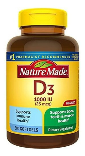   Nature Made Vitamin D3, 300 Capsulas Blandas, Vitamina D 1