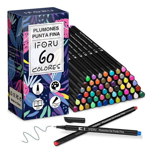 Plumones Punta Pincel Fineliner 0.4mm Marcador 60 Color Lonk