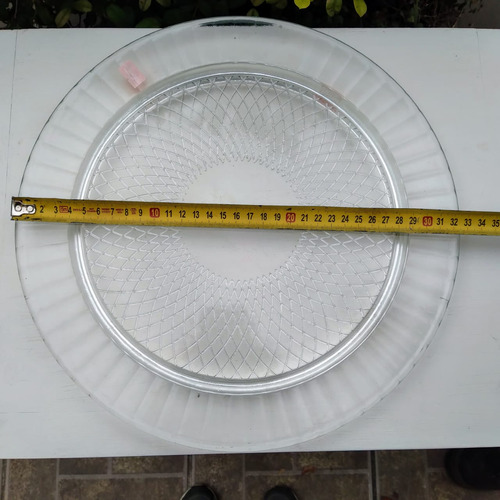 Fuente Bandeja Para Torta Vidrio Tallado 32 Cm Diámetro 