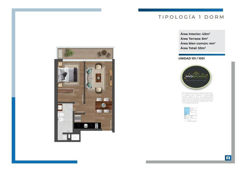 Imagen 3 de 11 de Urban Punta Carretas Ii (101) - Venta Apartamento 1 Dormitorio En Punta Carretas - Terraza - En Obra Estrena 2023!