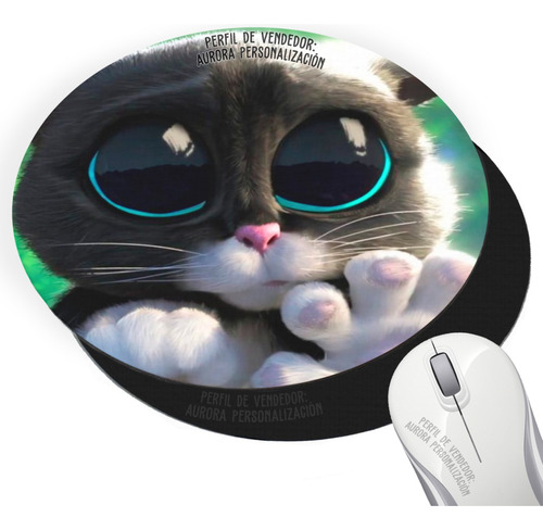 Pad Mouse Sublimado Gato Con Botas Ultimo Deseo Kitty