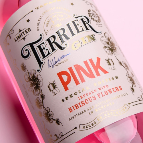 Gin Terrier Pink, Artesanal Pink Gin, Artesanal 750 mL