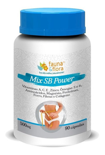 Suplemento De Fibras Sb Power 500mg 90 Cápsulas Fauna &am...