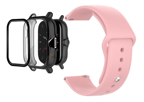 Kit Pulseira Cores Para Amazfit Gts 2 + Pelicula E Capa Cor Rosa Largura 20