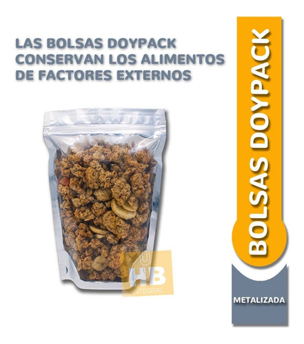 Imagen 3 de 10 de Bolsa Doypack 11x16 Cierre Hermetico Zipper Metalizado X100