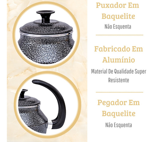 Bule E Chaleira Kit Com Infusor Chá Café Leite Em Alumínio