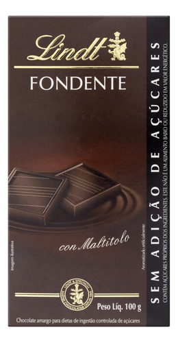 Chocolate amargo Fondente Lindt  sem glúten caixa 100 g