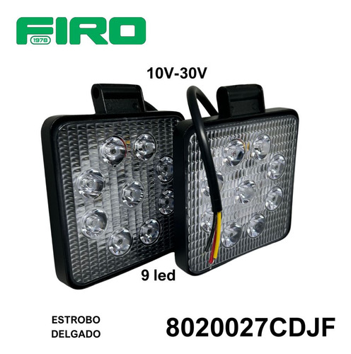 Faro Juego Cuadrado 4.5 10v-30v 27w 9 Led* Strobo* Delgado