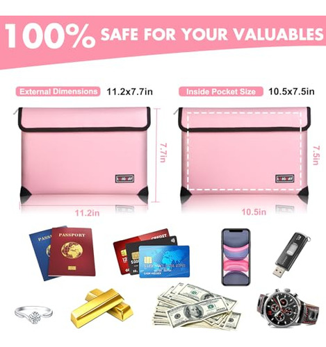 Bolsa Ignífuga Impermeable Para Documentos Y Dinero En Efect