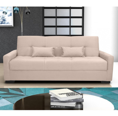 Sofá Cama 3 Lugares 209cm Lavinia Matrix Cor Suede Bege