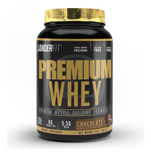 Pote Premium Whey 2lbs Landerfit Sabor Chocolate en polvo
