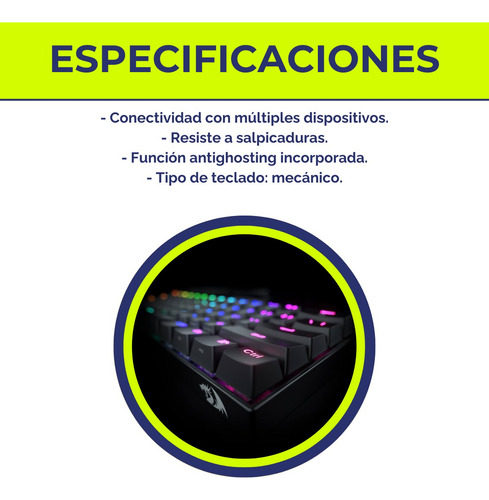 Teclado Redragon K530 Draconic Rgb Bluethooth Blanco