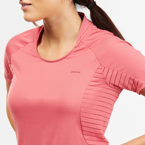 Playera De Senderismo Rosa Rayas Para Mujer Mh500 Quechua