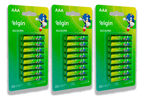 48 Pilhas Alcalina Elgin Aaa Palito Longa Duração 3 Cartelas