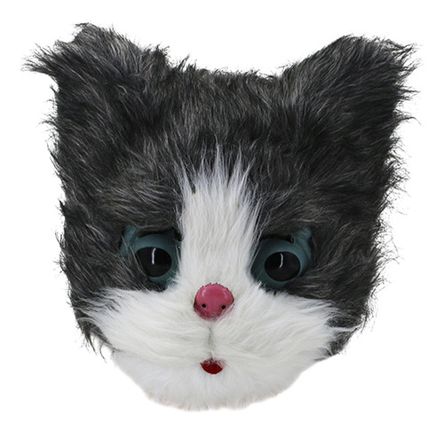 Máscara De Cabeza De Gato De Peluche Máscara De Animal