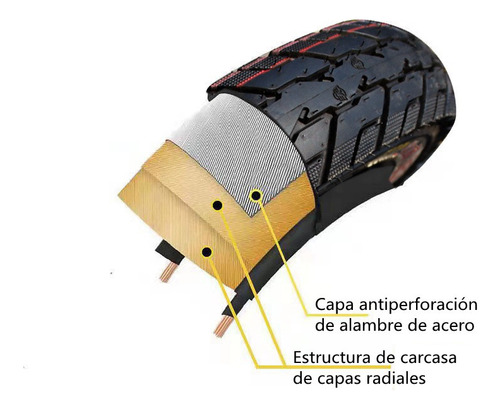 1 Pz De Neumático De Vacío 14x2.125 Para Bicicleta Eléctrica