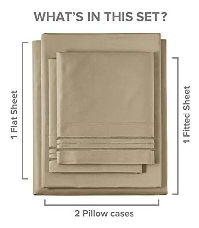 Sabanas Con Fundas De Almohada Para Cama Individual Beige