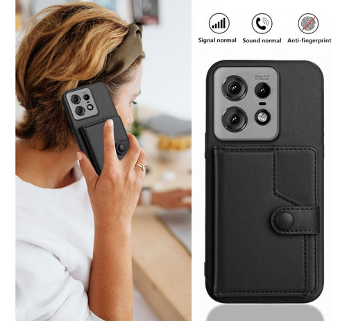 Compatible Funda Rfid Con Bolsa De Tarjetas For Motorola Edge 50 Pro P