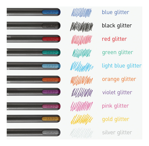 Bolígrafos Pentonic De Gel Con Purpurina, 10 Colores Surtido