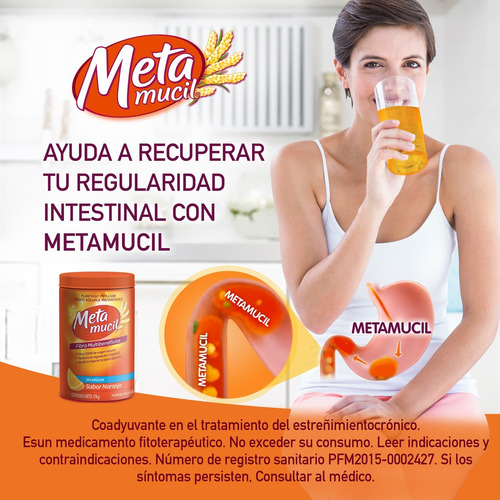 Fibra Natural Metamucil Sabor Naranja 174 - g a $8