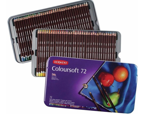Lapices Colores Derwent Coloursoft X 72 Caja Metalica