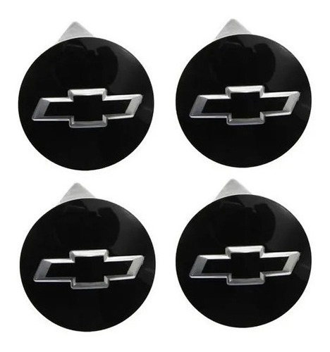 Kit 4 Adesivos De Roda Calota Preto Chevrolet 