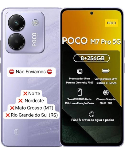 Xiaomi Poco M7 Pro 5g 256 Gb Dual Sim 8 Gb Lilás Global Nfc Lilás