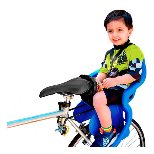 Cadeirinha Traseira Infantil Preta + Bagageiro Flex Bike Cor Azul