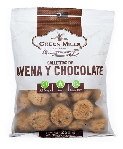 Galletitas Con Avena Y Chocolate Green Mills X 250 Gr.