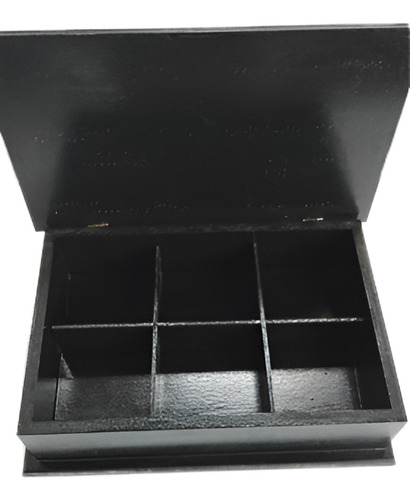 Caja De Té Con 6 Divisiones De Madera Pintada A Mano (Usado)