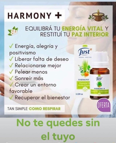 Aceite De Harmony+ 10ml Swiss Just Oil