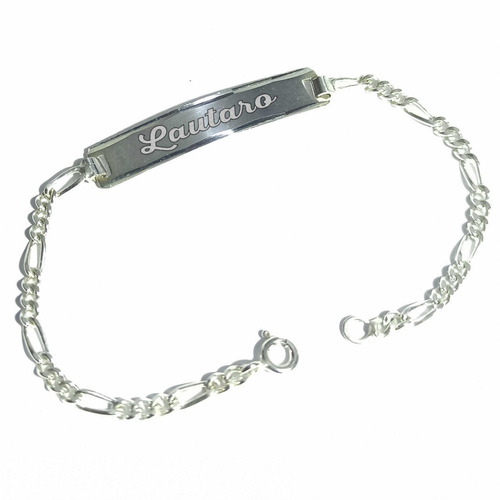 Pulsera Plata Identidad Bebe Niño Niña Grabada Ambos Lados