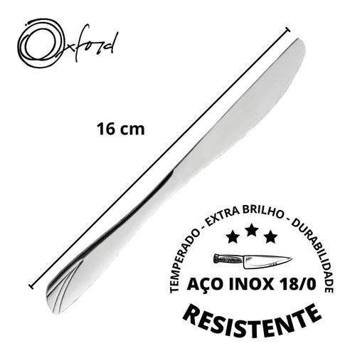 Kit 12 Faca De Sobremesa Farol Inox Luxo Mesa Posta Oxford