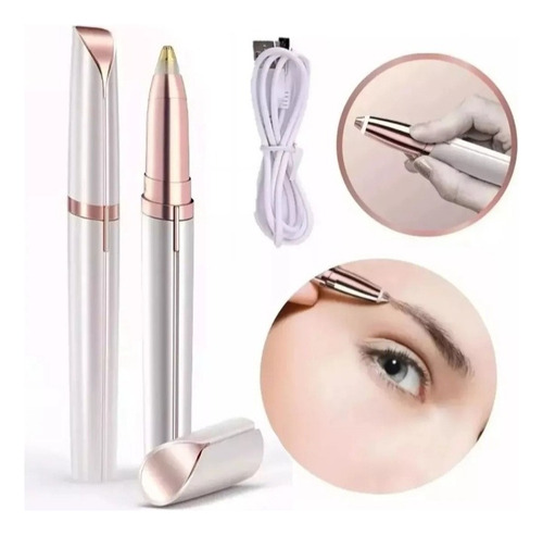 Lápiz Depilador De Cejas Facial Recargable Usb Plateado