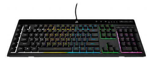 Teclado para jogadores em inglês Corsair K55 Rgb Pro, cor preta
