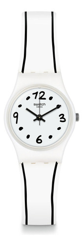 Reloj Swatch Black Border Lw162 Color de la correa Blanco y negro